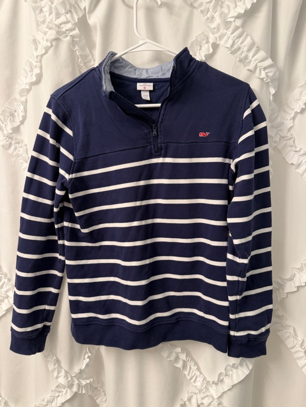Vineyard Vines Navy & White Striped Quarter-Zip Pullover